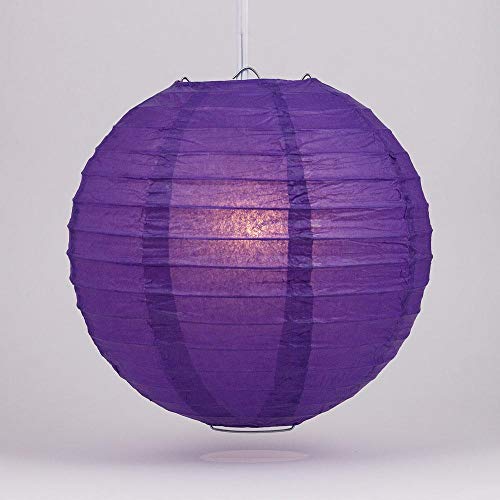 Quasimoon PaperLanternStore.com 14 Inch Purple Even Ribbing Round Paper Lantern (10 Pack)