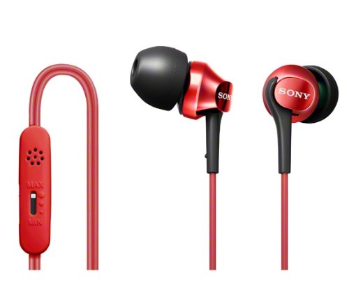 SONY DR-EX102VP-R Red | In-Ear Headphones for Smartphones (Japanese Import)
