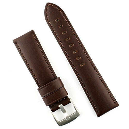 B & R Bands 24mm Brown Calf Leather Watch Band Strap - Large Length