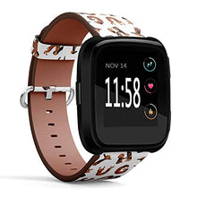 Load image into Gallery viewer, Replacement Leather Strap Printing Wristbands Compatible with Fitbit Versa - Flat Pattern - Dachshund Dog Letters Alphabet
