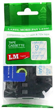 Load image into Gallery viewer, LM Tapes - Brother PT-1090 3/8&quot; (9mm 0.35 Laminated) Blue on Clear Compatible TZe P-touch Tape for Brother Model PT1090 Label Maker with FREE Tape Guide Included
