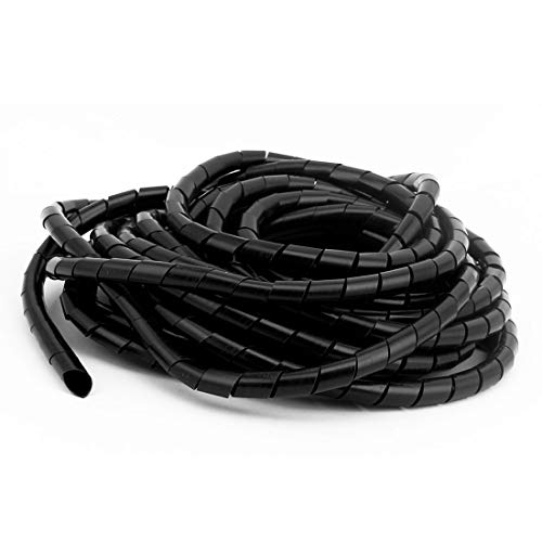 Aexit 33ft Length Wiring & Connecting 10mm Dia Tube Computer Manage Cable Wire Spiral Heat-Shrink Tubing Wrap Black