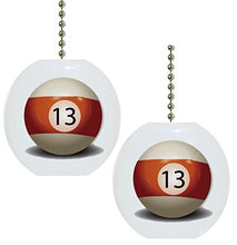 Load image into Gallery viewer, Set of 2 Billiards 13 Pool Ball Solid Ceramic Fan Pulls
