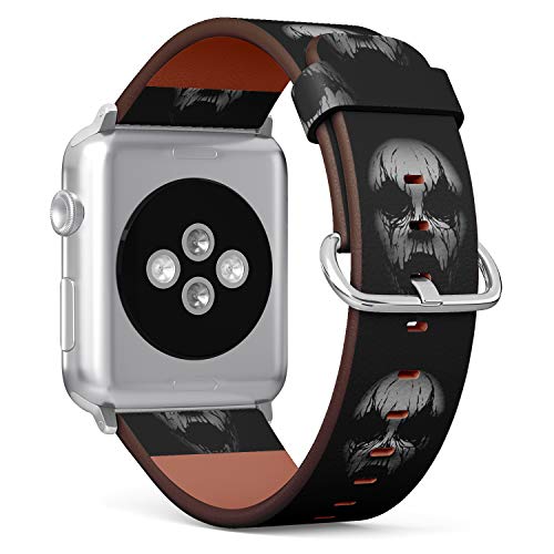 S-Type iWatch Leather Strap Printing Wristbands for Apple Watch 4/3/2/1 Sport Series (42mm) - Scary face Illustration