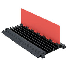 Load image into Gallery viewer, Linebacker CP5X125-GP-O/B Polyurethane Heavy Duty General Purpose 5 Channel Cable Protector with T-Shaped Connectors, Orange Lid with Black Ramp, 36&quot; Length, 17.25&quot; Width, 1.95&quot; Height
