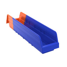 Load image into Gallery viewer, Akro-Mils 36448 Indicator Inventory Control Double Hopper Plastic Kanban Shelf Bin, 17-7/8-Inch x 4-1/4-Inch x 4-Inch, Blue/Orange, (12-Pack)

