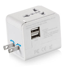 Load image into Gallery viewer, CRAZY AL&#39;S CA613(2.1A) Worldwide Universal International Travel Adapter, with 2 USB Charging Ports &amp; Universal AC Socket,Suitable for Apple, Samsung, Sony, BlackBerry, HTC,etc. White
