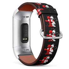 Load image into Gallery viewer, Replacement Leather Strap Printing Wristbands Compatible with Fitbit Charge 3 / Charge 3 SE - Angel and Devil Making Friends
