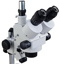 Load image into Gallery viewer, OMAX 3.5X-90X Trinocular Table Stand Stereo Microscope with Dual Illumination System and Additional 150W Cold Fiber Y-Type Gosseneck Light
