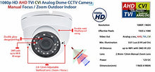Load image into Gallery viewer, Evertech 1080p HD Security Camera 2.8~12mm Wide Angle Manual Zoom Vari-Focal Lens Indoor &amp; Outdoor Metal White Security Surveillance Dome Camera
