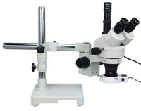 OMAX 3.5X-90X Digital Zoom Trinocular Single-Bar Boom Stand Stereo Microscope with 54 LED Ring Light and USB Digital Camera