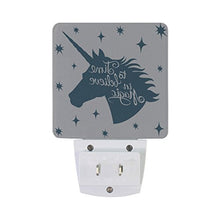 Load image into Gallery viewer, Naanle Set of 2 Unicorn Silhouette Star Time Believe Magic Auto Sensor LED Dusk to Dawn Night Light Plug in Indoor for Adults
