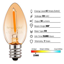 Load image into Gallery viewer, Emotionlite Night Light Bulbs, Amber LED C7 Bulb, 4W 5W 6W 7W Equivalent, E12 Candelabra Base, Salt Lamp and Nightlight Replacement Bulb, 0.5W, Amber Yellowish 2200K, 50LM, Amber, 4 Pack
