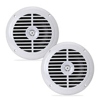 6.5 Inch Dual Marine Speakers - 2 Way Waterproof and Weather Resistant Outdoor Audio Stereo Sound System with 120 Watt Power, Polypropylene Cone and Cloth Surround - 1 Pair - PLMR67W (White)