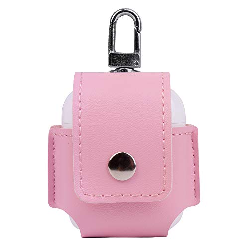 SumacLife Drop Proof Vegan Leather Protective Pouch Pocket with Carbiner Other for Apple Airpod - Baby Pink