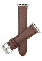 Bandini Replacement Watch Band for Apple Watch 42mm/44mm, Light Brown, Leather, Mat Finish, Tone-on-Tone Stitching, Stainless Steel Buckle, Fits Series 6, 5, 4, 3, 2, 1