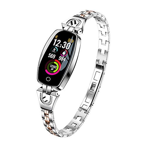 H8 Fashion Luxury Women Bracelet Smart Watch with Heart Rate Monitor Blood Pressure Pedometer Sleep Sport Activity Tracker Watch (Silver)