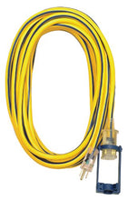 Load image into Gallery viewer, Voltec 05-00106 12/3 SJTW Outdoor Extension Cord with E-Zee Lock and Lighted End, 50-Foot, Yellow w/Blue
