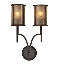 Load image into Gallery viewer, Wall Sconces 2 Light with Aged Bronze Finish Tan Mica Medium Base 14 inch 120 Watts - World of Lamp
