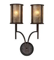 Wall Sconces 2 Light with Aged Bronze Finish Tan Mica Medium Base 14 inch 120 Watts - World of Lamp