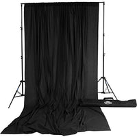 Savage 10x24' Accent Muslin Background Kit, Includes Port-A-Stand & Carrying Case, Black