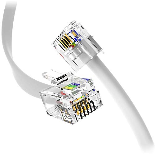 (2 Pack) 12 Inches Short Telephone Cable Rj11 Male To Male Phone Line Cord (1 Foot, White)