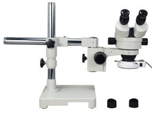 Load image into Gallery viewer, OMAX 7X-45X Zoom Binocular Single-Bar Boom Stand Stereo Microscope with 54 LED Ring Light
