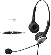 Load image into Gallery viewer, 4Call K502QCM Dual Call Center Telephone RJ Headset with NC Mic + QD + Volume Mute Controls for Plantronics M10 M22 Vista Adapter and AT&amp;T CallMaster V VI &amp; Cisco Unified Office IP Phones 7931G 7975
