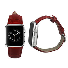 Load image into Gallery viewer, Reiko 42mm Genuine Leather Watch Band without Band Adaptors for Apple Watch - Red
