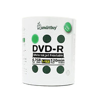 Smartbuy 1000-disc 4.7gb/120min 16x DVD-R White Inkjet Hub Printable Blank Data Recordable Media Disc