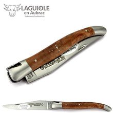 Load image into Gallery viewer, Laguiole en Aubrac handmade knife 12 cm L0212WIHF peppermint root handle, chiselled platines, blade and bolsters stainless steel
