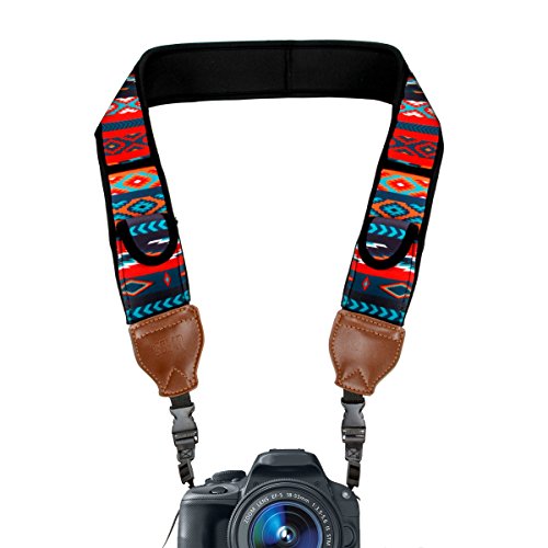 USA GEAR TrueSHOT Camera Strap with Southwest Neoprene Pattern , Accessory Pockets and Quick Release Buckles - Compatible With Canon , Nikon , Sony and More DSLR , Mirrorless , Instant Cameras