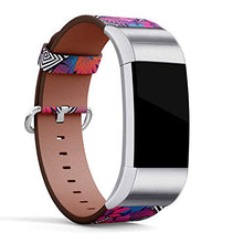 Load image into Gallery viewer, Replacement Leather Strap Printing Wristbands Compatible with Fitbit Charge 3 / Charge 3 SE - Exotic Leaves and Flowers on Geometrical Ornament
