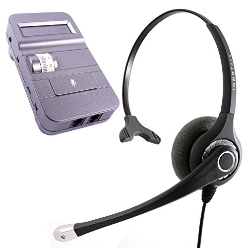 Headset System Crystal - InnoTalk Sound Forced Phone Headset + Call Center Headset Amplifier Plus QD Cord Compatible with Jabra QD