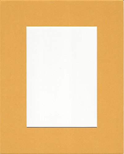 Pack of 5 8x10 Sun Yellow Picture Mats with White Core, for 4x6 Pictures