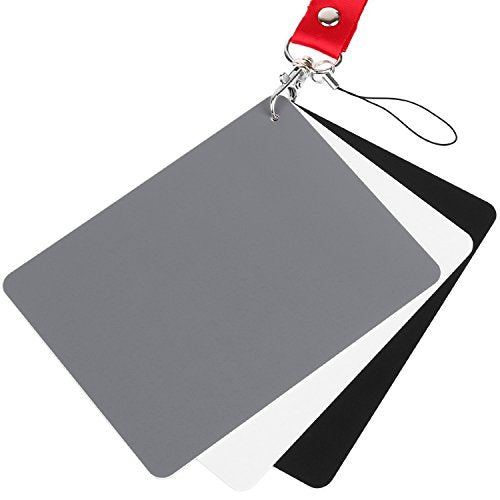 ChromLives White Balance Grey Card 5''x4'' for Video DSLR and Film Premium 18% Exposure Photography Card Set,Black White and 18% Grey