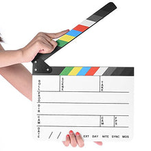 Load image into Gallery viewer, Professional Studio Camera Photography Video Acrylic Clapboard Dry Erase Director Film Movie Clapper Board Slate with Color Sticks(9.6x11.7&quot; /25x30cm), White
