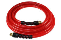 Coilhose Pneumatics PFE60504TR Flexeel Reinforced Polyurethane Air Hose, 3/8-Inch ID, 50-Foot Length with (2) 1/4-Inch MPT Reusable Strain Relief Fittings, Transparent Red
