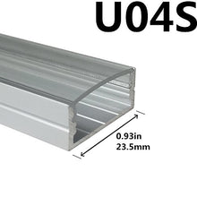 Load image into Gallery viewer, LED Aluminum Channel with Clear Cover, LightingWill 10 Pack 3.3Ft/1M U Shape Surface Mount (Section Size:0.40&quot; x 0.91&quot;) Anodized Silver Channel System for &lt;20mm LED Strip Lights with Caps+Clips U04
