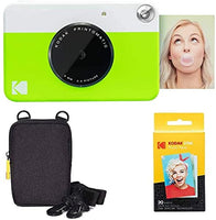 Kodak Printomatic Instant Camera (Green) Basic Bundle + Zink Paper (20 Sheets) + Deluxe Case