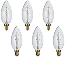 Load image into Gallery viewer, Tesler Clear 60 Watt Edison Style E12 Candelabra Bulb 6-Pack
