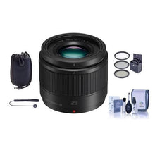 Load image into Gallery viewer, Panasonic 25mm f/1.7 Lumix G Aspherical Lens for Micro 4/3 System - Bundle with Soft Lens Case, 46mm Filter Kit, Cleaning Kit, Capleash II
