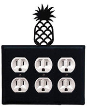 Load image into Gallery viewer, Village Wrought Iron EOOO-44 8 Inch Pineapple - Triple Outlet Cover, Black
