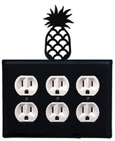 Village Wrought Iron EOOO-44 8 Inch Pineapple - Triple Outlet Cover, Black