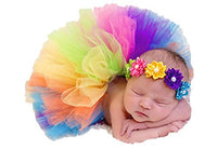Little Kiddo Newborn Baby Girls Princess Photography Prop Rainbow Tutu Skirt with Flower Headband Photo Props Outfits