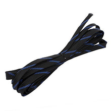 Load image into Gallery viewer, Aexit 14mm Dia Tube Fittings Tight Braided PET Expandable Sleeving Cable Wrap Sheath Black Microbore Tubing Connectors Blue 16ft
