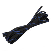 Aexit 14mm Dia Tube Fittings Tight Braided PET Expandable Sleeving Cable Wrap Sheath Black Microbore Tubing Connectors Blue 16ft