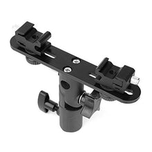 Load image into Gallery viewer, ChromLives Dual Flash Bracket Hot Shoe Speedlight Stand Umbrella Holder Light Stand Bracket Mount 1/4&#39;&#39; to 3/8&#39;&#39; Compatible with Studio Video DSLR Camera Canon Nikon Yongnuo
