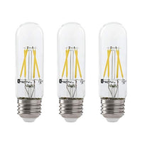 LED 4.5W T10 Clear Tubular Filament Light Bulb, 50W Equivalent, 400 Lumens, 3000K Soft White, E26 Medium Base, Dimmable, 120V, UL Listed, (3 Pack)