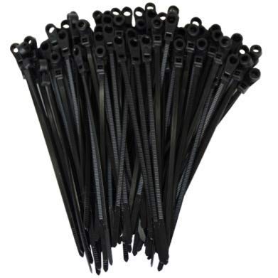 100-2000 Mounting Hole Zip Ties Nylon Nail Screw Wire Cable Black (4